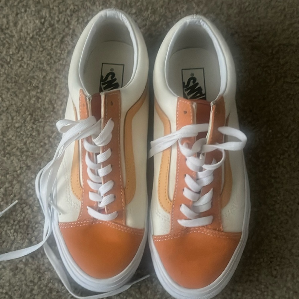 Orange and off white vans